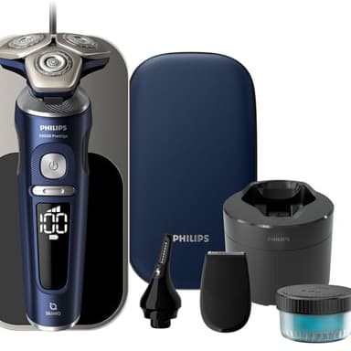 フィリップス 電動シェーバー 9000プレステージ 洗浄機付きモデル 電動 髭剃り メンズ (72枚刃・回転式/スキンプロテクションテクノロジーPro搭載 お風呂剃り & 丸洗い可) SP9886/36 アドリアブルー