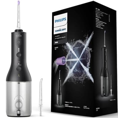 フィリップス ジェットウォッシャー ソニッケアー コードレスパワーフロッサー3000 口腔洗浄器 (X型水流ジェットウォッシャー) HX3826/23 ブラック 【Amazon.co.jp限定】