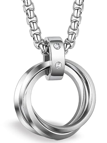 [CCopan] 【秒でオシャレ/安心のギフト】 ネックレス メンズ 人気 ペンダント アクセサリー めんず プレゼント 誕生日 記念日 (三連シルバー)