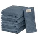 タオル研究所 [ボリュームリッチ] #003 フェイスタオル スモーキーブルー 5枚セット ホテル仕様 厚手 ふかふか ボリューム 高速吸水 耐久性 綿100% 480GSM JapanTechnology