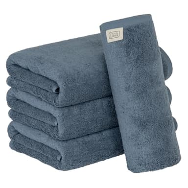 タオル研究所 [ボリュームリッチ] #003 バスタオル スモーキーブルー 4枚セット ホテル仕様 厚手 ふかふか ボリューム 高速吸水 耐久性 綿100% 480GSM JapanTechnology